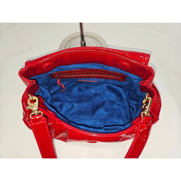 Zina Eva Women's Red Patent Leather Folding Crossbody Handbag Medium 2029 - Picture 8 of 15